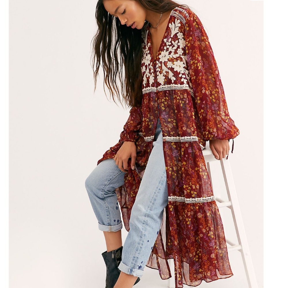 Free People Call on Me Embroidered Dress NWOT